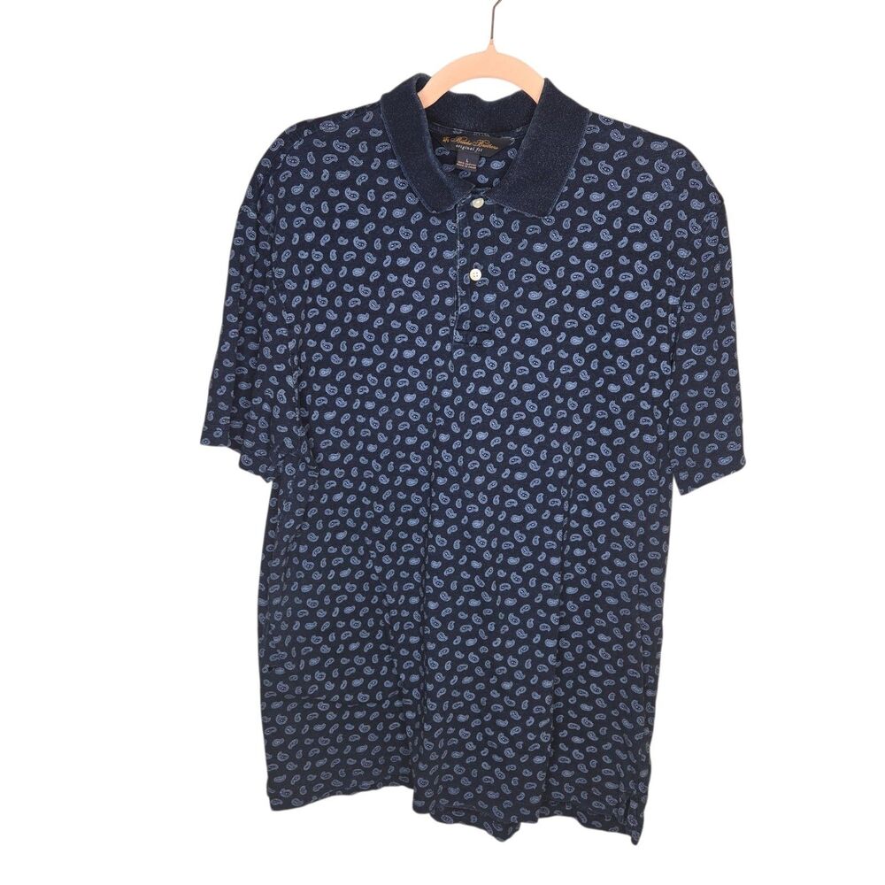 Brooks Brothers Original Fit Men's Blue Paisley Short Sleeve Polo Shirt - Size L